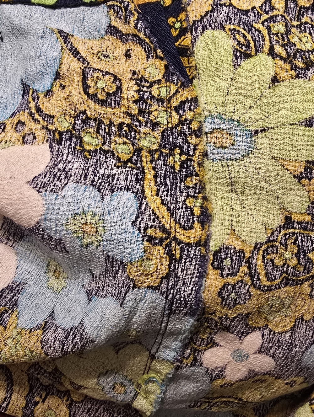 Vintage 70s Floral Romper Psych Mod Hippie Daisy Print Mini Jumpsuit Blue Green - Picture 4 of 15